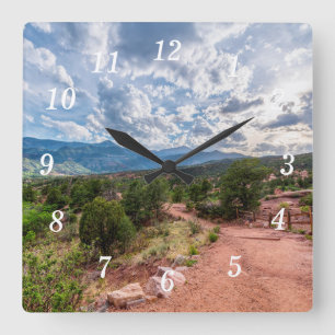 Quadrado Relógio de Muro de Hike Evening Pikes do Colorado