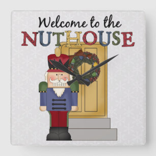 Quadrado Relógio de Muro de Natal Nuthouse