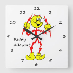 Quadrado Relógio de Muro Reddy Kilowatt