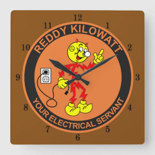 Quadrado Relógio de Muro Reddy Kilowatt Muito Divertido
