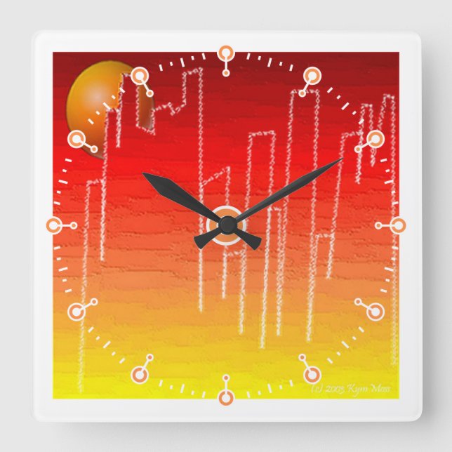 Quadrado Relógio de Noite Escarlate (Frente)