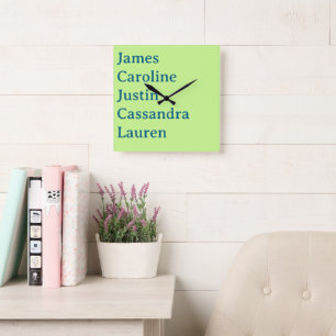 Quadrado Relógio de Nomes de Crianças Personalizados para M