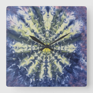 Quadrado Relógio de pena de abstrato Peacock