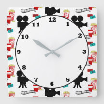 Relógio de pipocas com bobina de cinema divertida