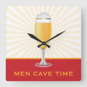 Quadrado Relógio de ponto da caverna dos homens da cerveja