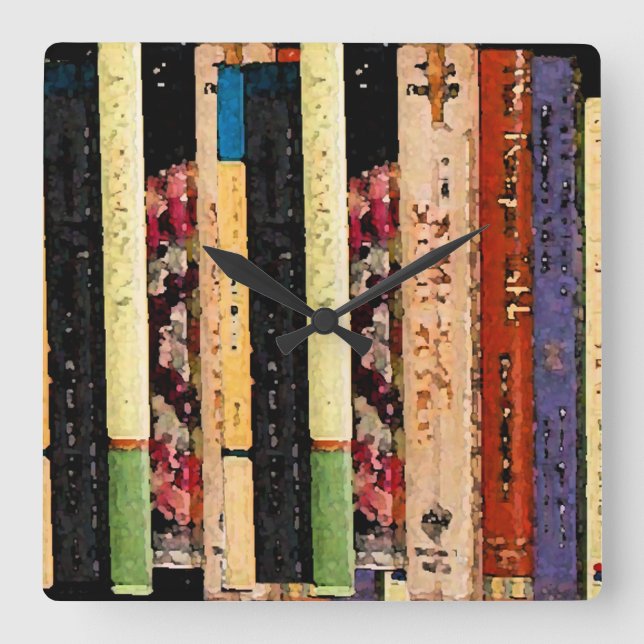 Quadrado Relógio de prateleira de livros (Frente)