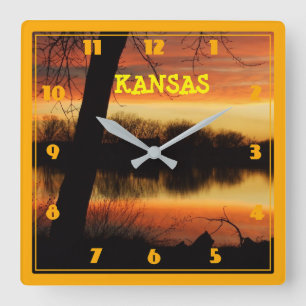 Quadrado RELÓGIO DE REFLEXÃO DO Ouro Kansas