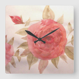 Quadrado Relógio de Rosa de Coral
