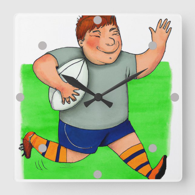 Quadrado Relógio de Rugby das crianças (Frente)