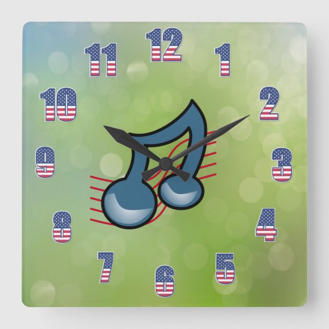 Quadrado Relógio de sinais de música (Frente)