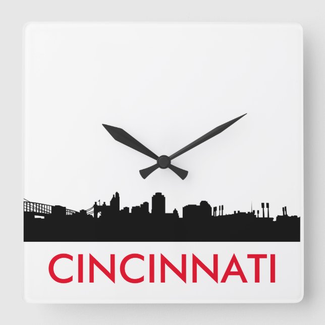 Quadrado Relógio de Skyline de Ohio Minimalista (Frente)