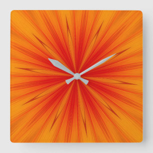 Quadrado Relógio de Starburst Amarelo abstrato Orange