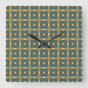 Quadrado Relógio de tartan da xadrez Khaki
