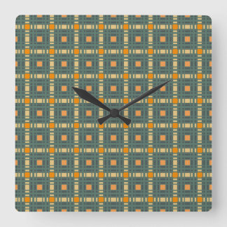 Quadrado Relógio de tartan da xadrez Khaki