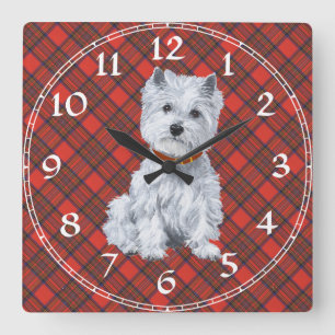 Quadrado Relógio de Terrier Branco de West Highland