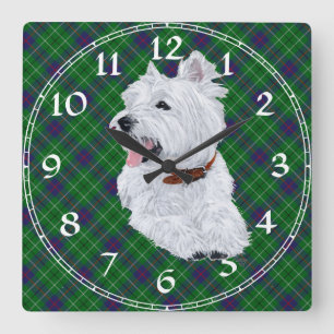 Quadrado Relógio de Terrier Branco de West Highland