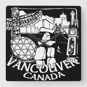 Quadrado Relógio de Vancouver Oferece Relógio de Decoraç