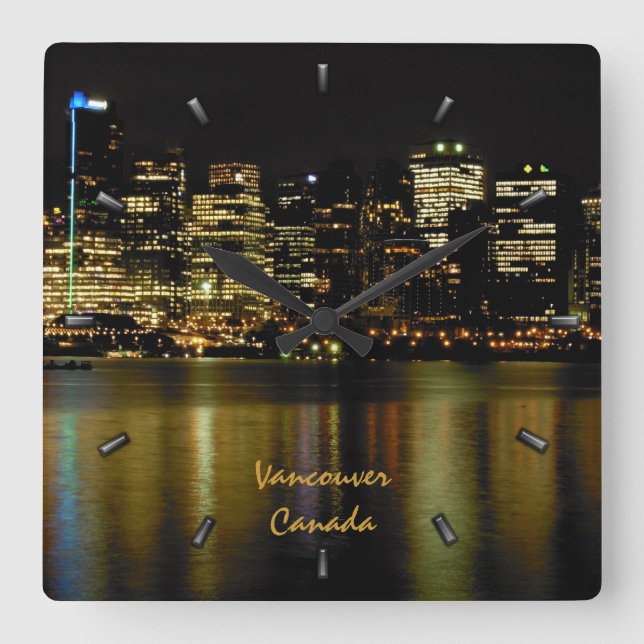 Quadrado Relógio de Vancouver Personalizado de Parede de Va (Frente)