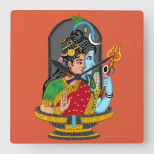 Quadrado Relógio Divino Shiva Parvati