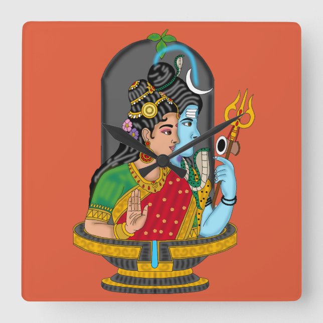 Quadrado Relógio Divino Shiva Parvati (Frente)