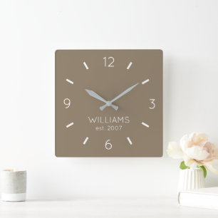 Quadrado Relógio DIY Cor Personalizada, Nome, Texto