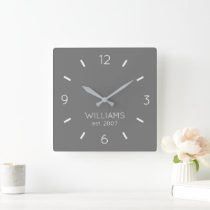 Quadrado Relógio DIY   Cor Personalizada, Nome, Texto