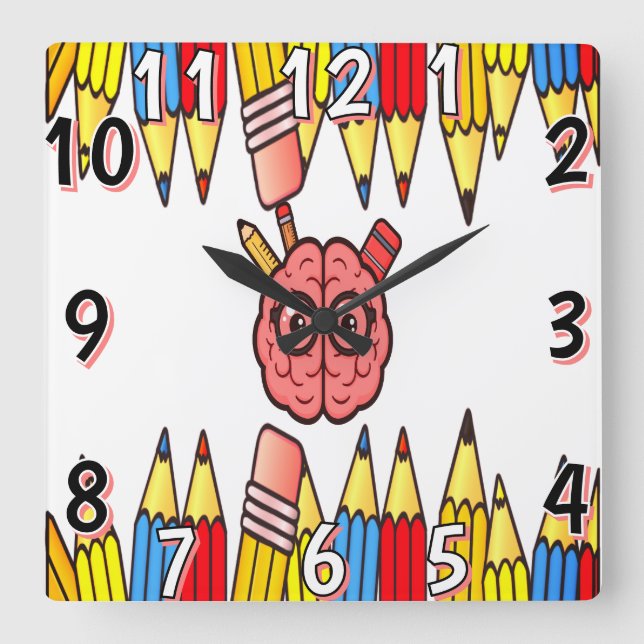 Quadrado Relógio Do Cérebro Inteligente - Diversão De Volta (Frente)