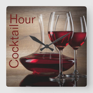 Quadrado relógio do cocktail de vinho tinto