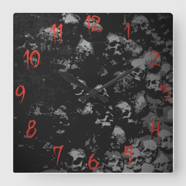 Quadrado Relógio do crânio gótico (Frente)