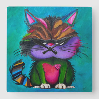 Quadrado Relógio do Gato Mal-Humorado