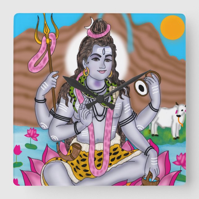 Quadrado Relógio do Senhor Shiva – Decoração de Parede e Ca (Frente)