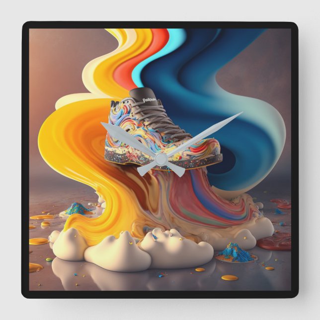 Quadrado Relógio Doces Colorido Divertido (Frente)