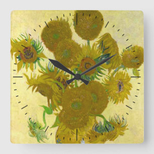 Quadrado Relógio dos girassóis de Van Gogh