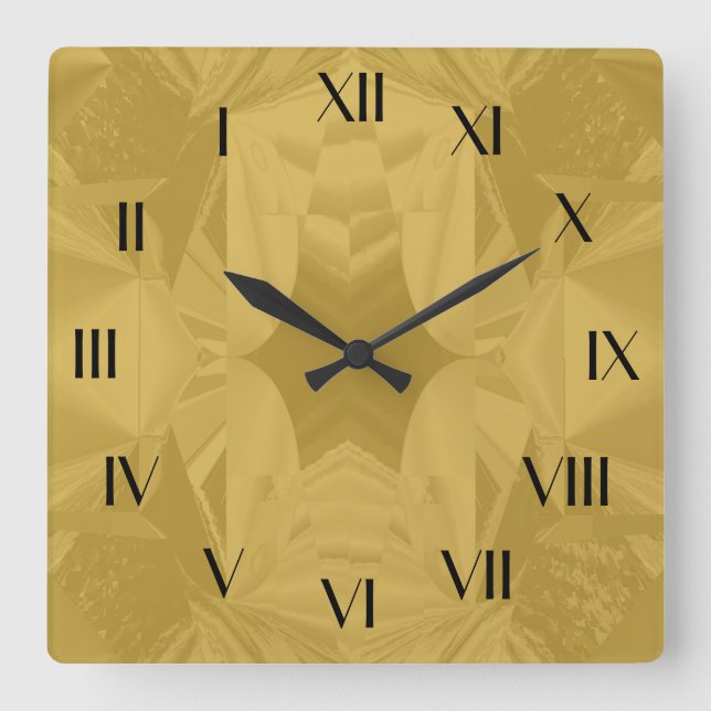 Quadrado Relógio Dourado Abstrato de Natal Suave (Frente)