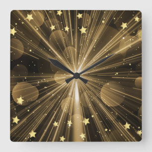 Quadrado relógio Dourado da parede de Starburst