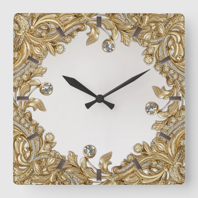 Quadrado Relógio Dourado decorativo (Frente)
