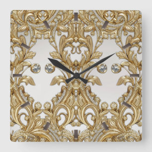Quadrado Relógio Dourado decorativo