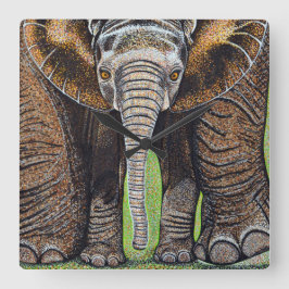 Quadrado Relógio Elefante - Mãe e Eu