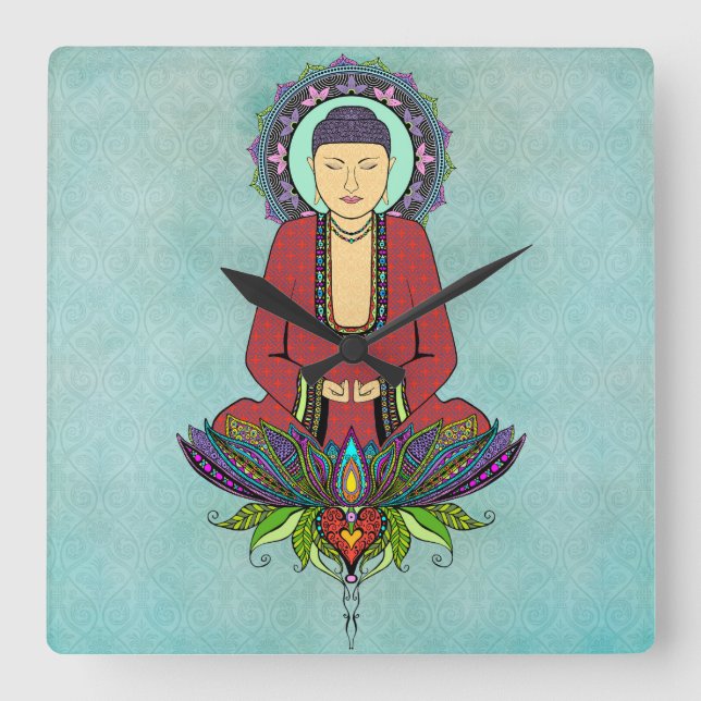 Quadrado Relógio Elétrico Buda (Frente)