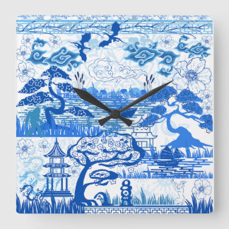 Quadrado Relógio estranho azul