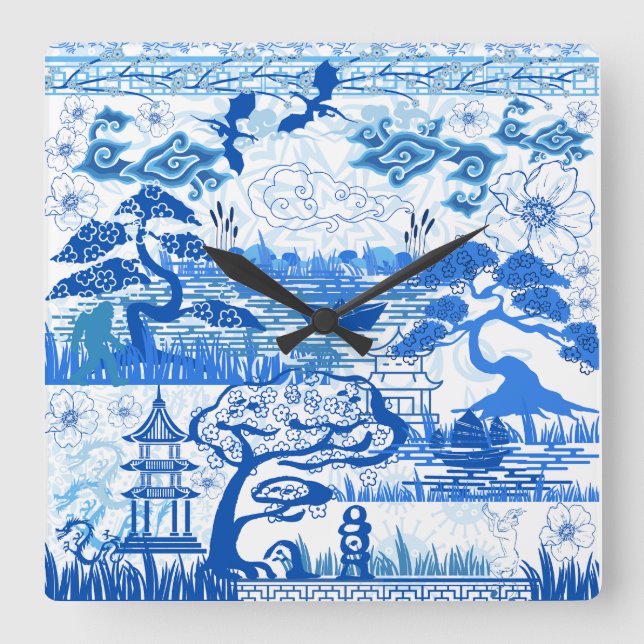 Quadrado Relógio estranho azul (Frente)