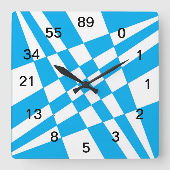 Quadrado Relógio Fibonacci c/números (Frente)