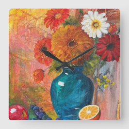 Quadrado Relógio Floral abstrato