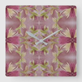 Quadrado Relógio Floral Burgundy