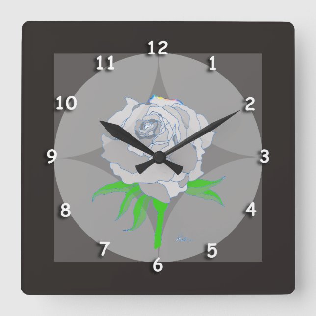Quadrado Relógio - Fundo Rosa e Geométrico em Preto (Frente)