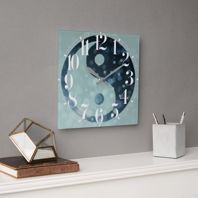 Quadrado Relógio Galáctico Ying Yang Wall (Escritório)