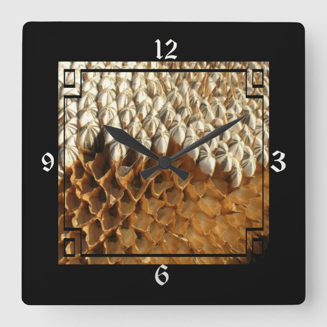 Quadrado Relógio - Girassol Seco em Frame (Frente)