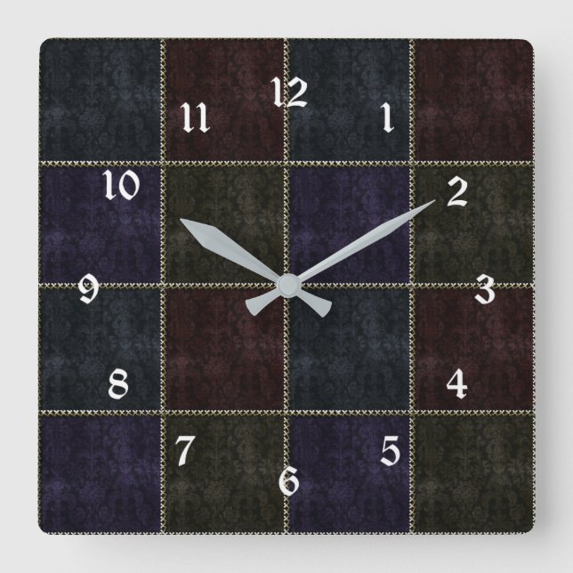 Quadrado Relógio Gótico Dourado de Blocos com Título  para  (Frente)