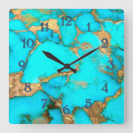 Quadrado relógio grande turquesa