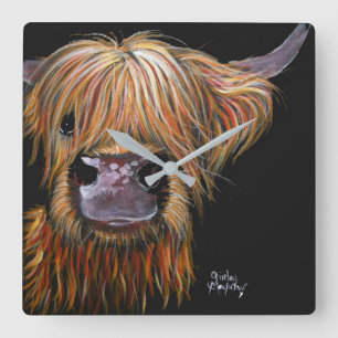 Quadrado Relógio 'Henry' da Highland Cow de Shirley MacArth
